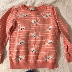 Pink Cat Pattern Kids Sweater 100% cotton good condition size 5-6